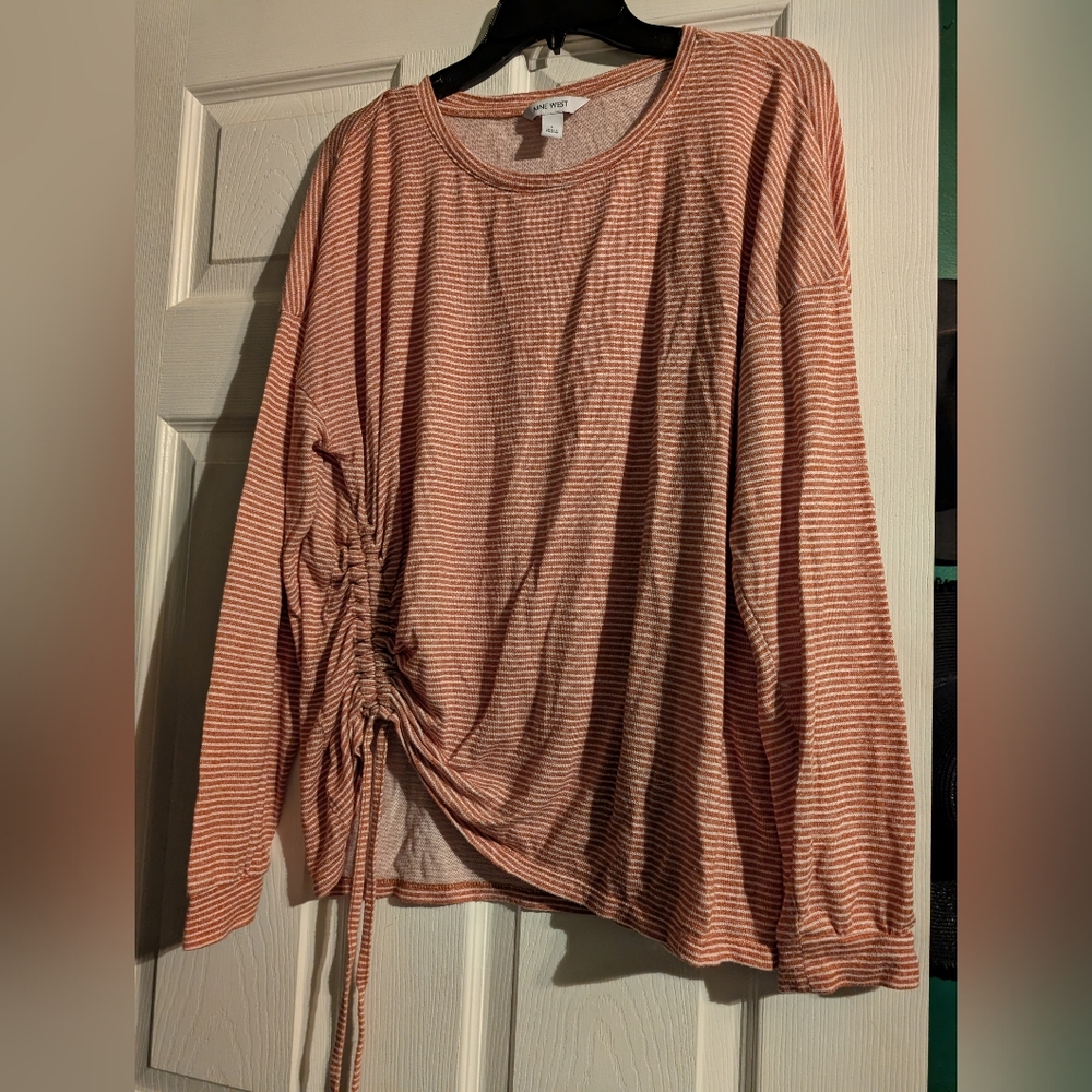 NINE WEST ADJUSTABLE STRIPE SHIRT